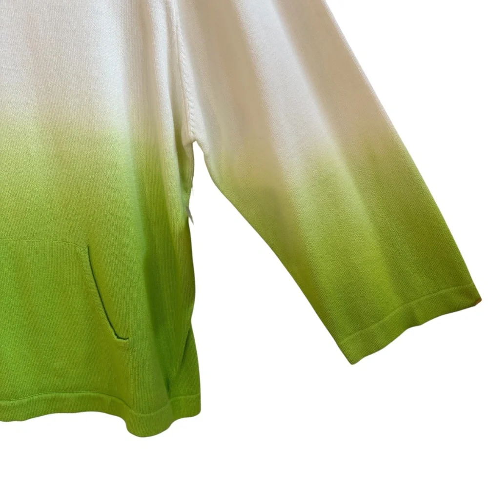 NWT Susan Bristol Ombre Green White Knit Sweater Top Women's Sz XL Preppy Casual